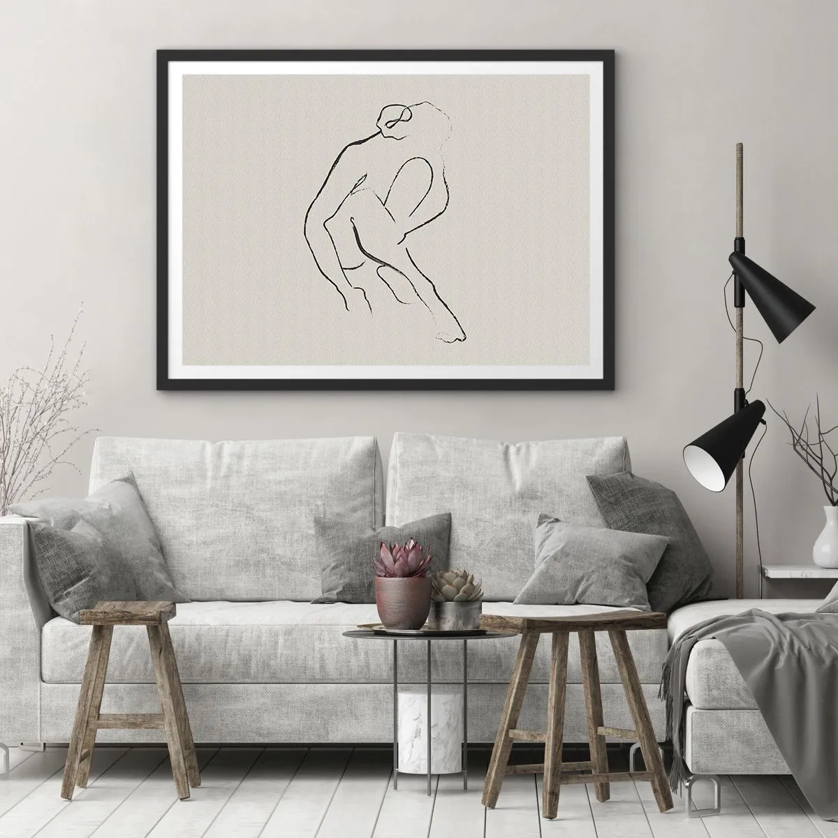 Poster in black frame - Intimate Sketch - 40x30 cm