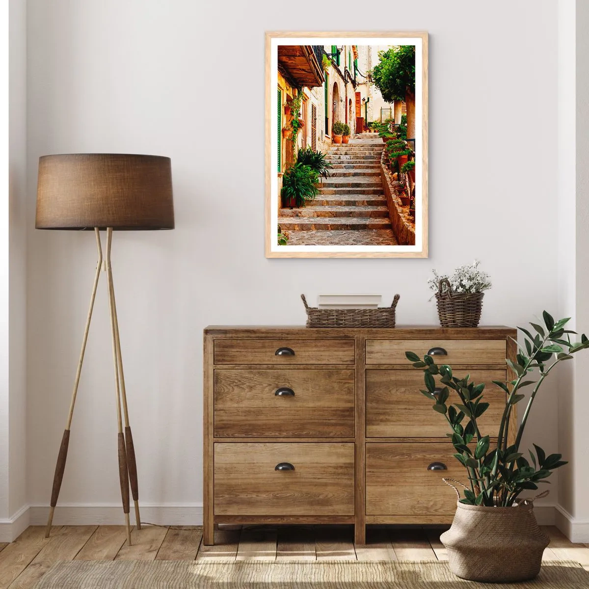 Poster in light oak frame - Charm of Spanish Holidays - 30x40 cm