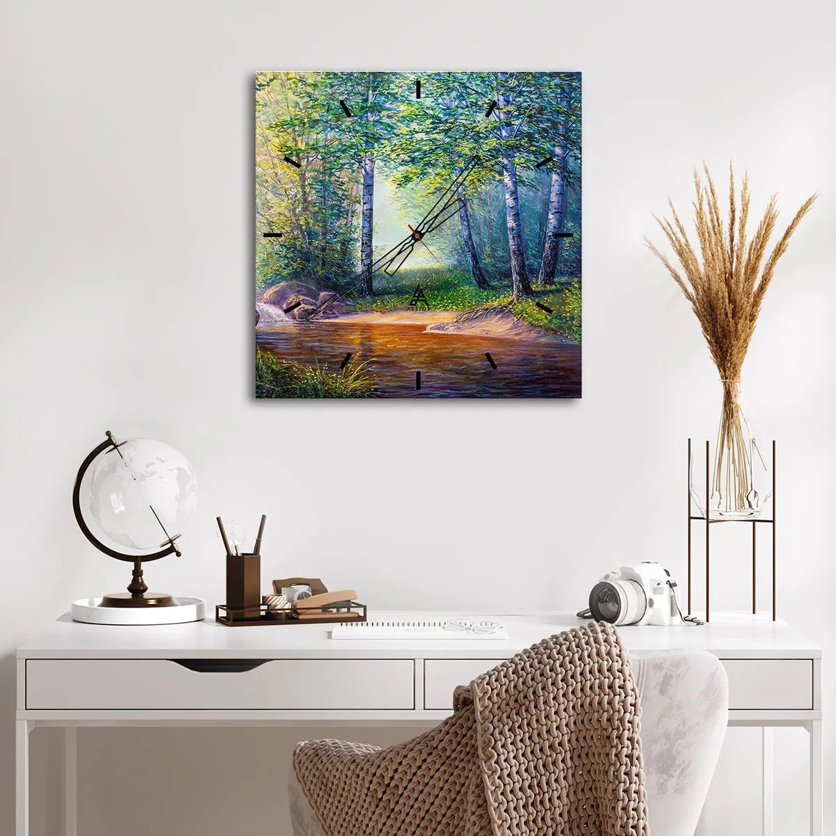 Wall clock - Clock on glass - Idyllic Scenery - 30x30 cm