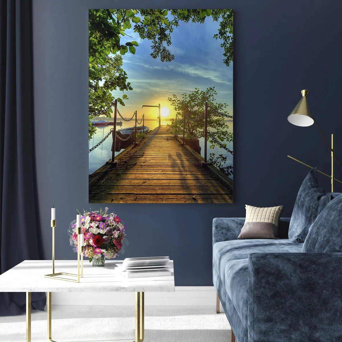 Glass picture - Sunset by the Water - 50x70 cm