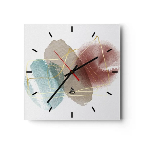 Wall clock - Clock on glass - Beads of Space - 30x30 cm