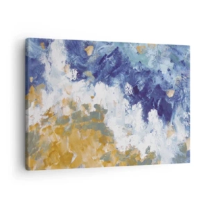 Canvas picture - Abstraction in shades of blue, white and gold - 70x50cm - The Dance of Elements - Modern wall decoration for the living room and bedroom ARTTOR