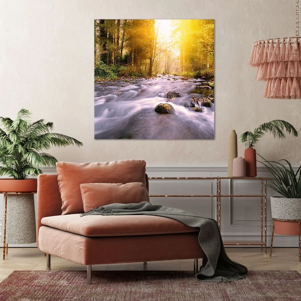 Canvas picture - Malachite in Silver and Gold Setting - 70x70 cm