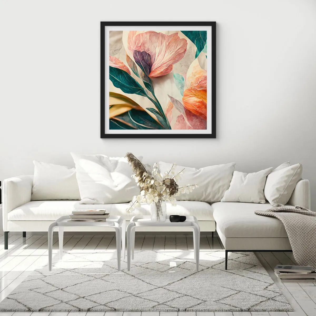 Poster in black frame - Flowers of Southern Islands - 30x30 cm