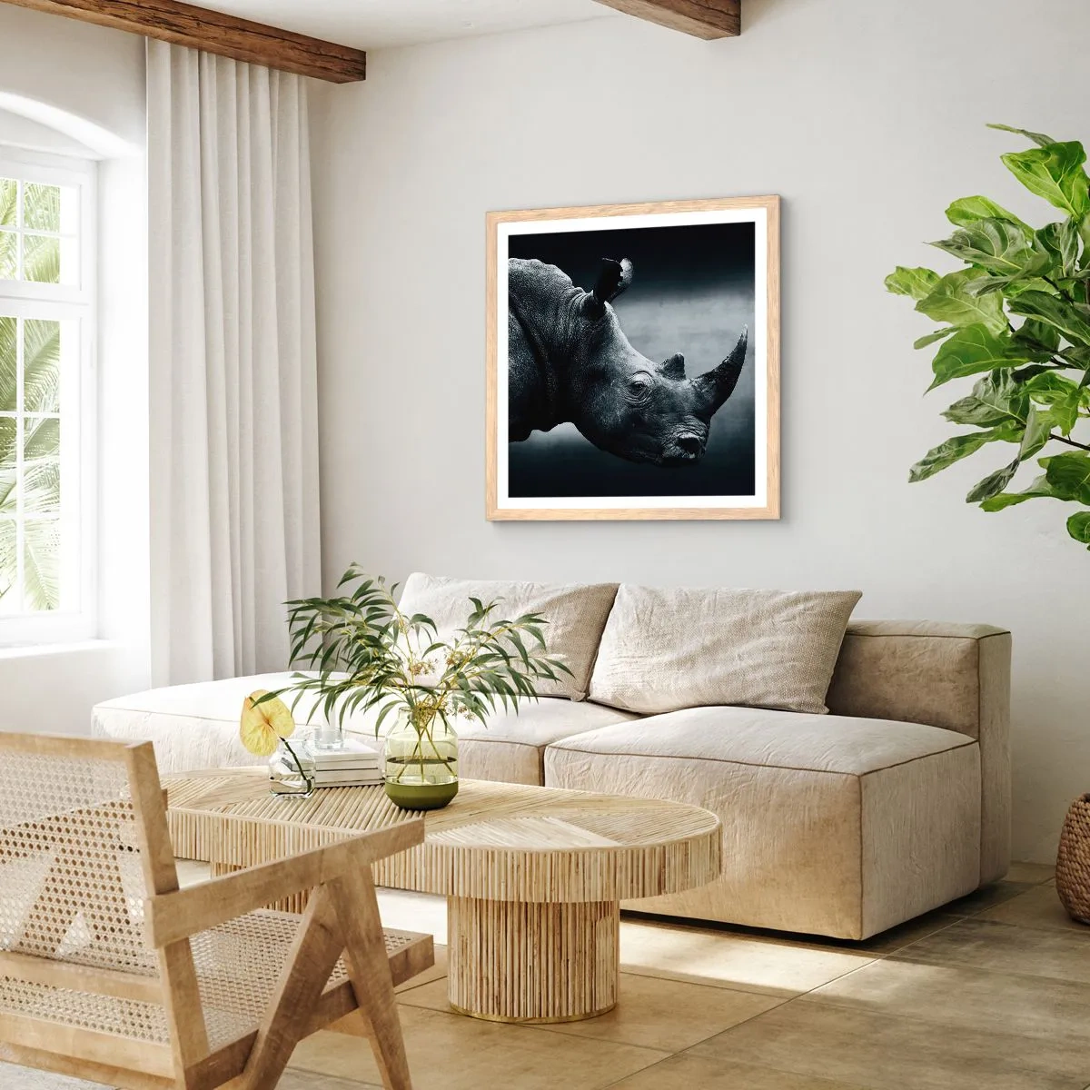 Poster in light oak frame - Right Profile - 50x50 cm