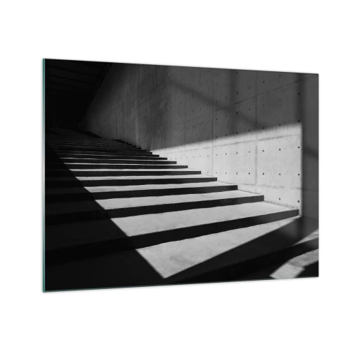 Glass picture - Concrete stairs in sharp light and shadow in a modern style - 70x50cm - Raw Beauty of Modernism - Modern wall decoration for the living room and bedroom ARTTOR