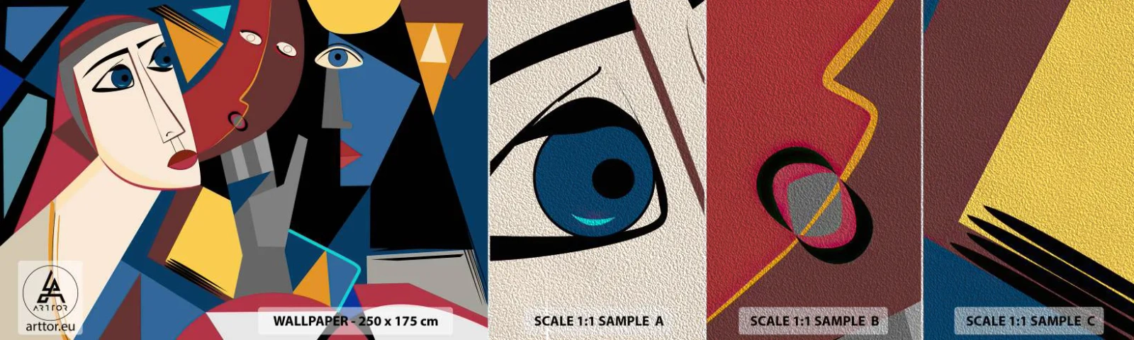 Photo Wallpaper Sample Premium Sand - Conversation of Cubists - People, Cubism, Portrait - 100x30 cm