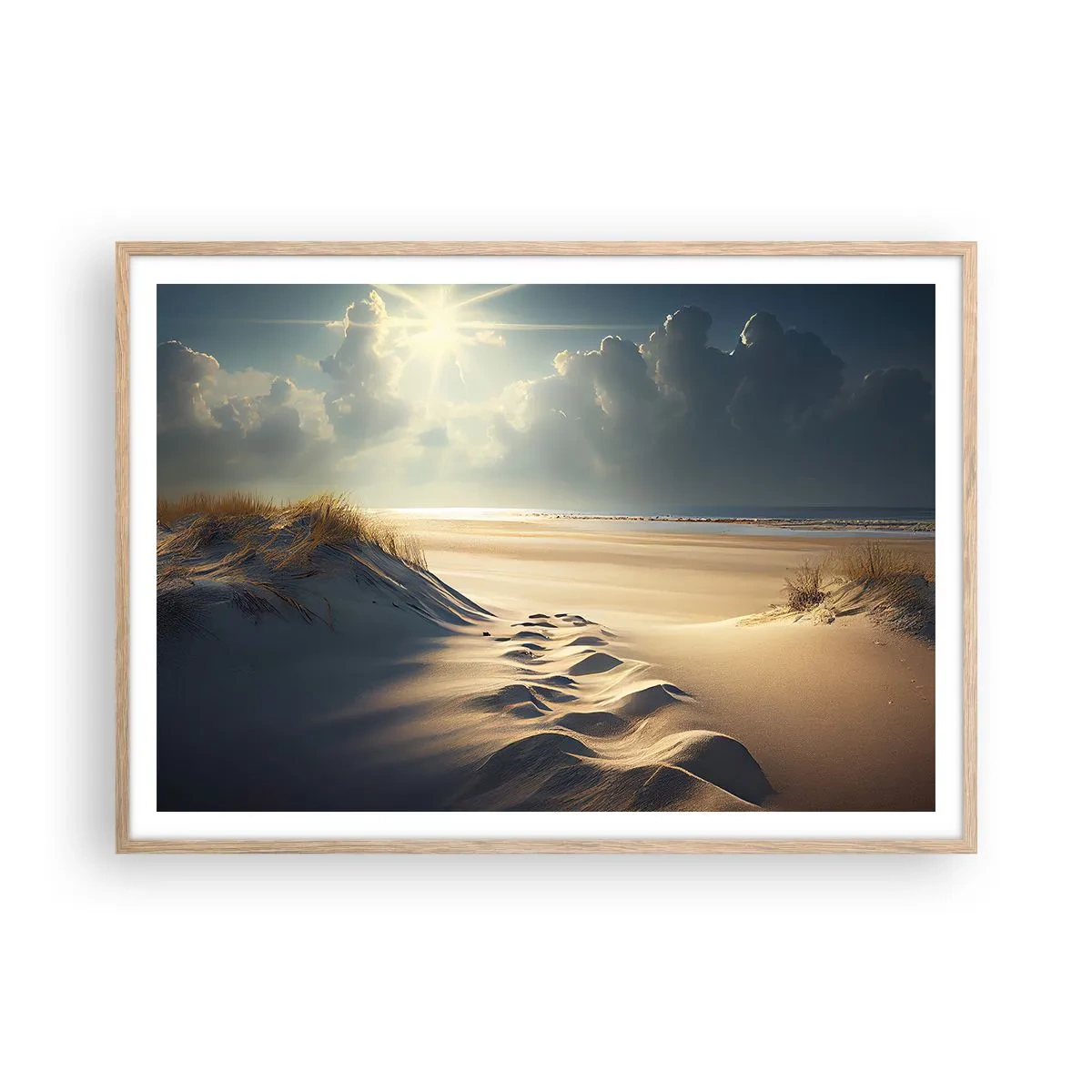 Poster in light oak frame - Calming Landscape - 100x70 cm