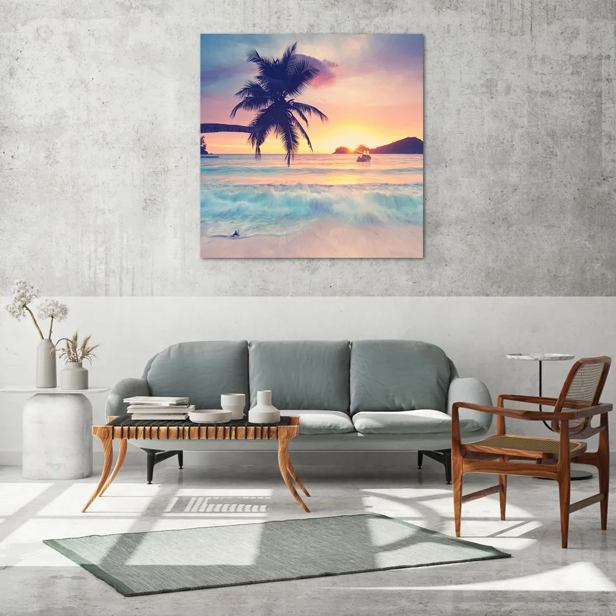 Glass picture - Evening in a Bay - 30x30 cm