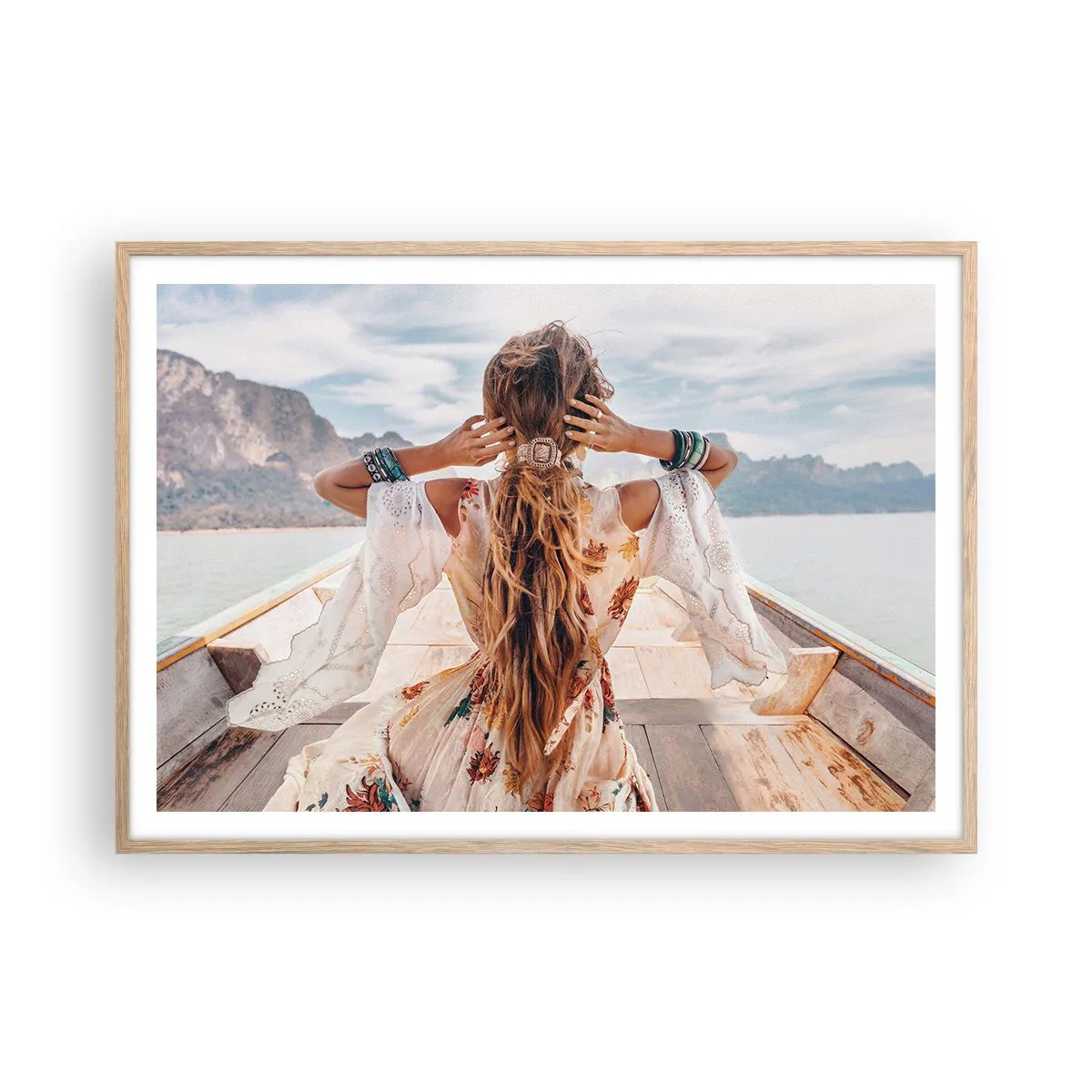 Poster in light oak frame - On the Way to Happiness - 100x70 cm