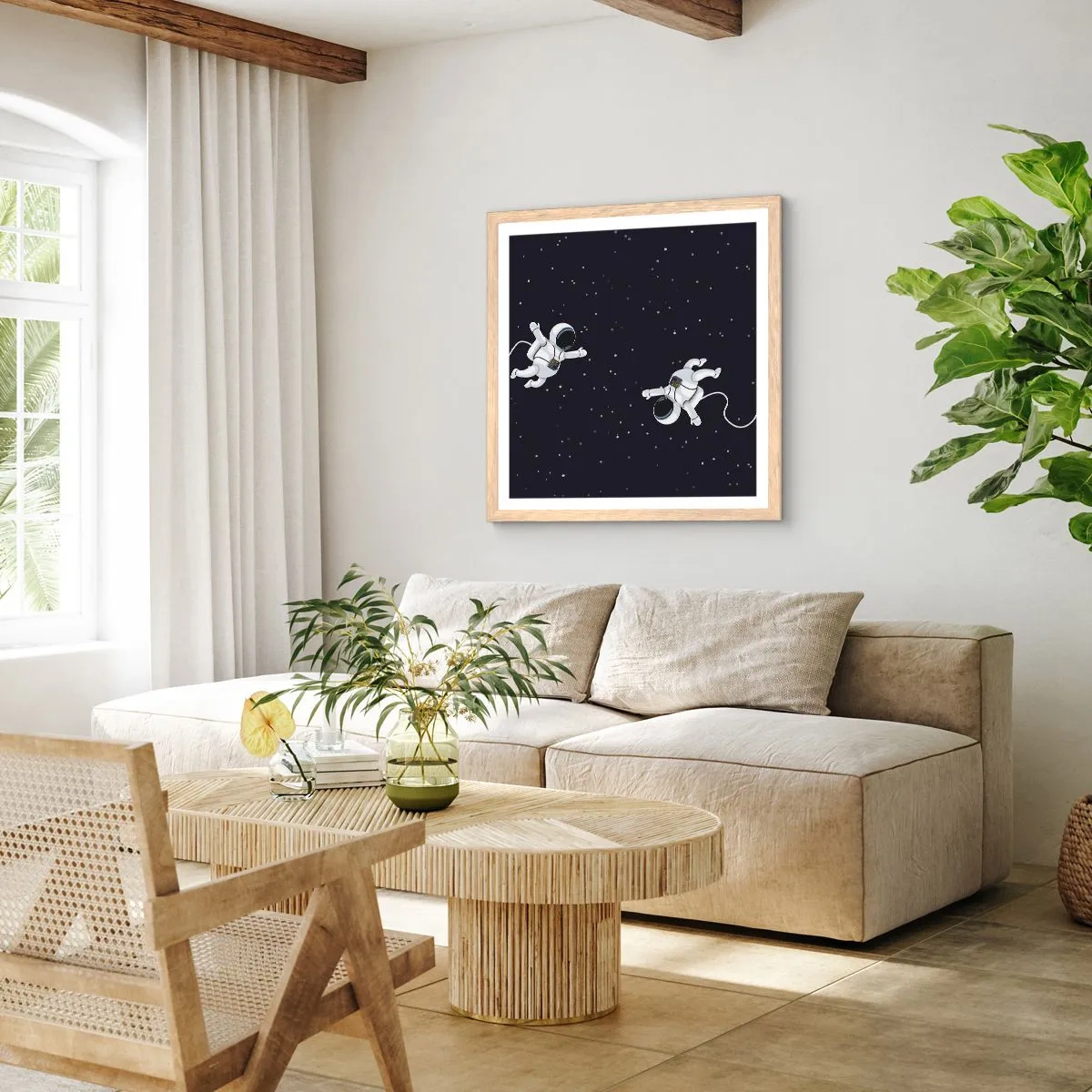 Poster in light oak frame - Space Dance - 30x30 cm