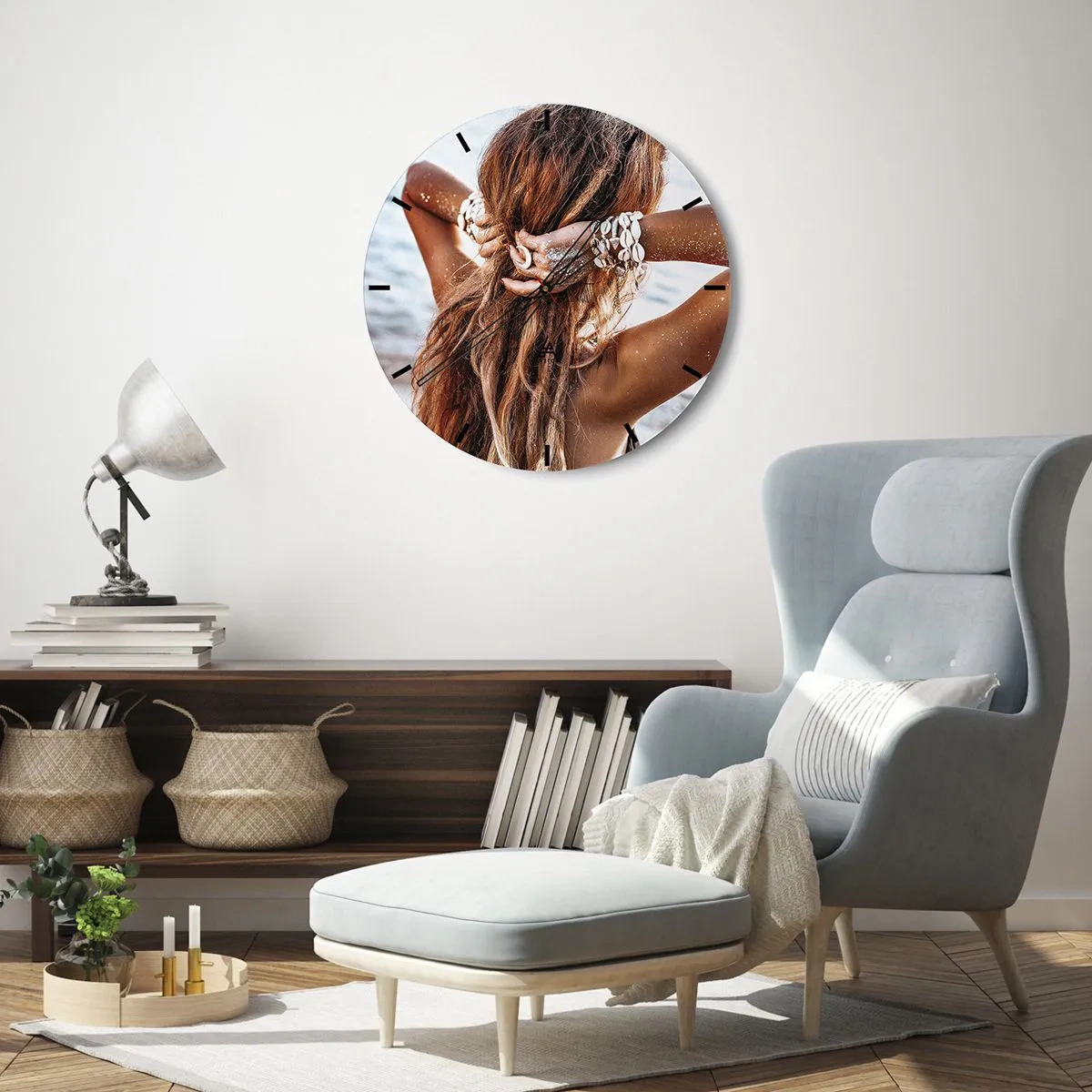 Wall clock - Clock on glass - Sister of Water and Sun - 40x40 cm