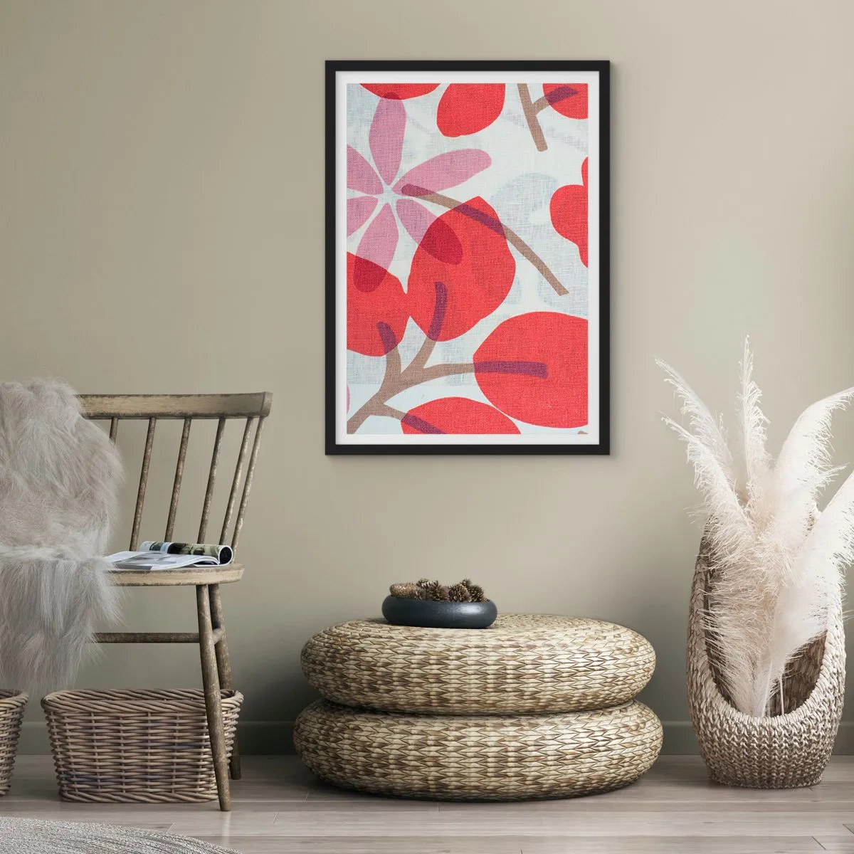 Poster in black frame - Flower Composition in Pink - 40x50 cm