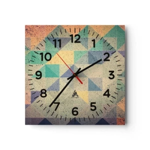 Wall clock - Clock on glass - The Republic of Triangles - 30x30 cm