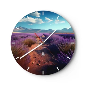 Wall clock - Clock on glass - Fragrant Fields - 40x40 cm