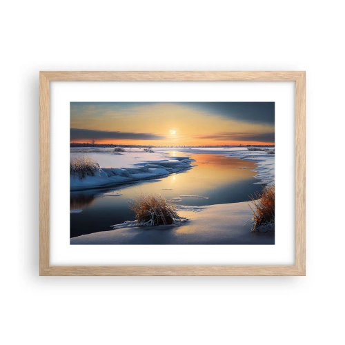 Poster in light oak frame - Winter Sunset - 40x30 cm