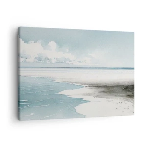 Canvas picture - A calm sea and beach in light shades of blue - 70x50cm - Gentle Tide - Modern wall decoration for the living room and bedroom ARTTOR