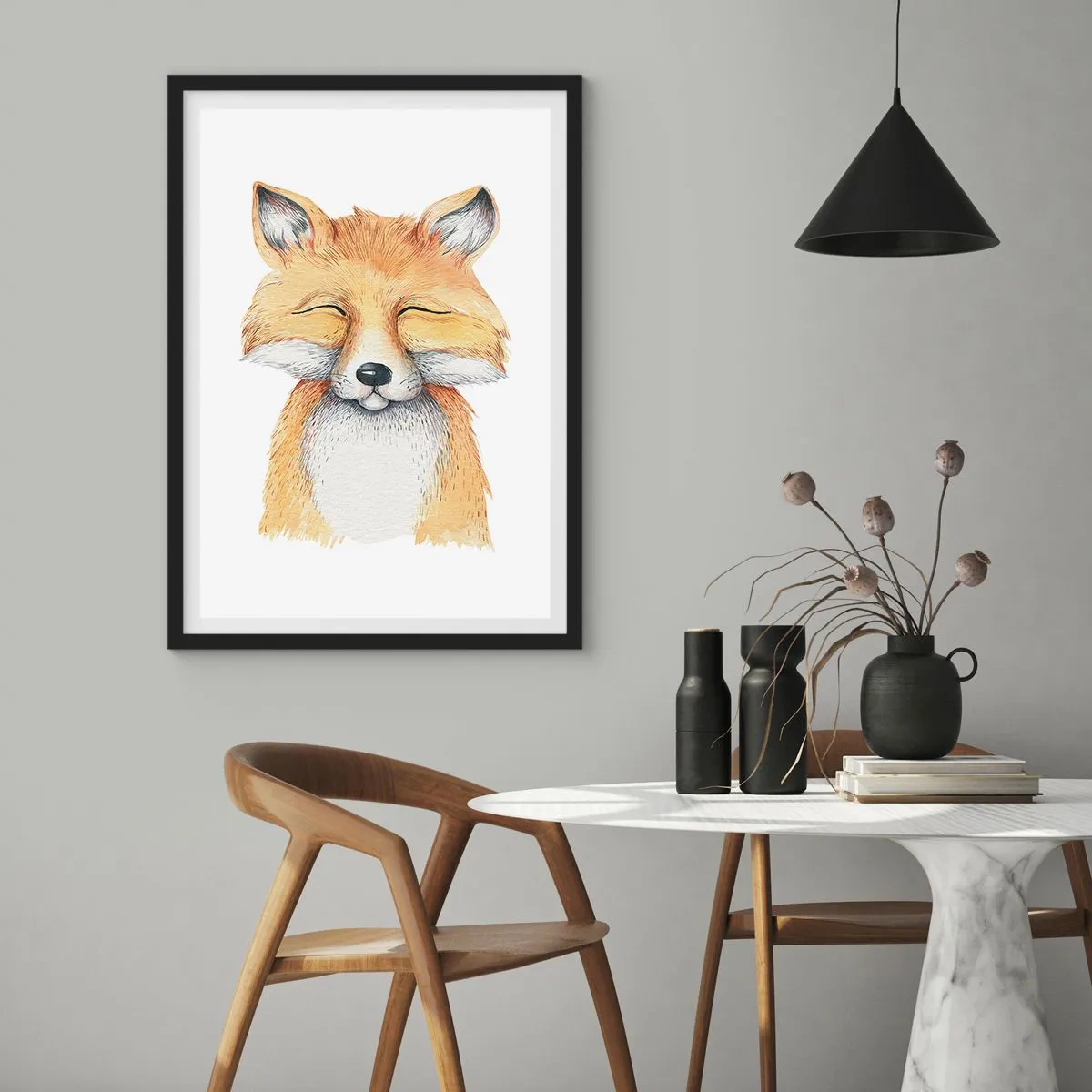 Poster in black frame - Fox Moods - 30x40 cm