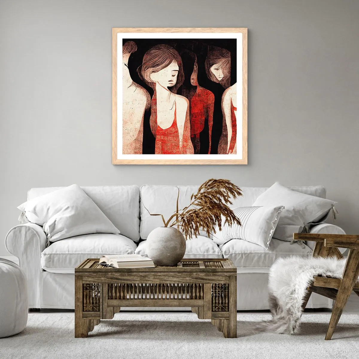 Poster in light oak frame - Madonnas from Darkness - 40x40 cm