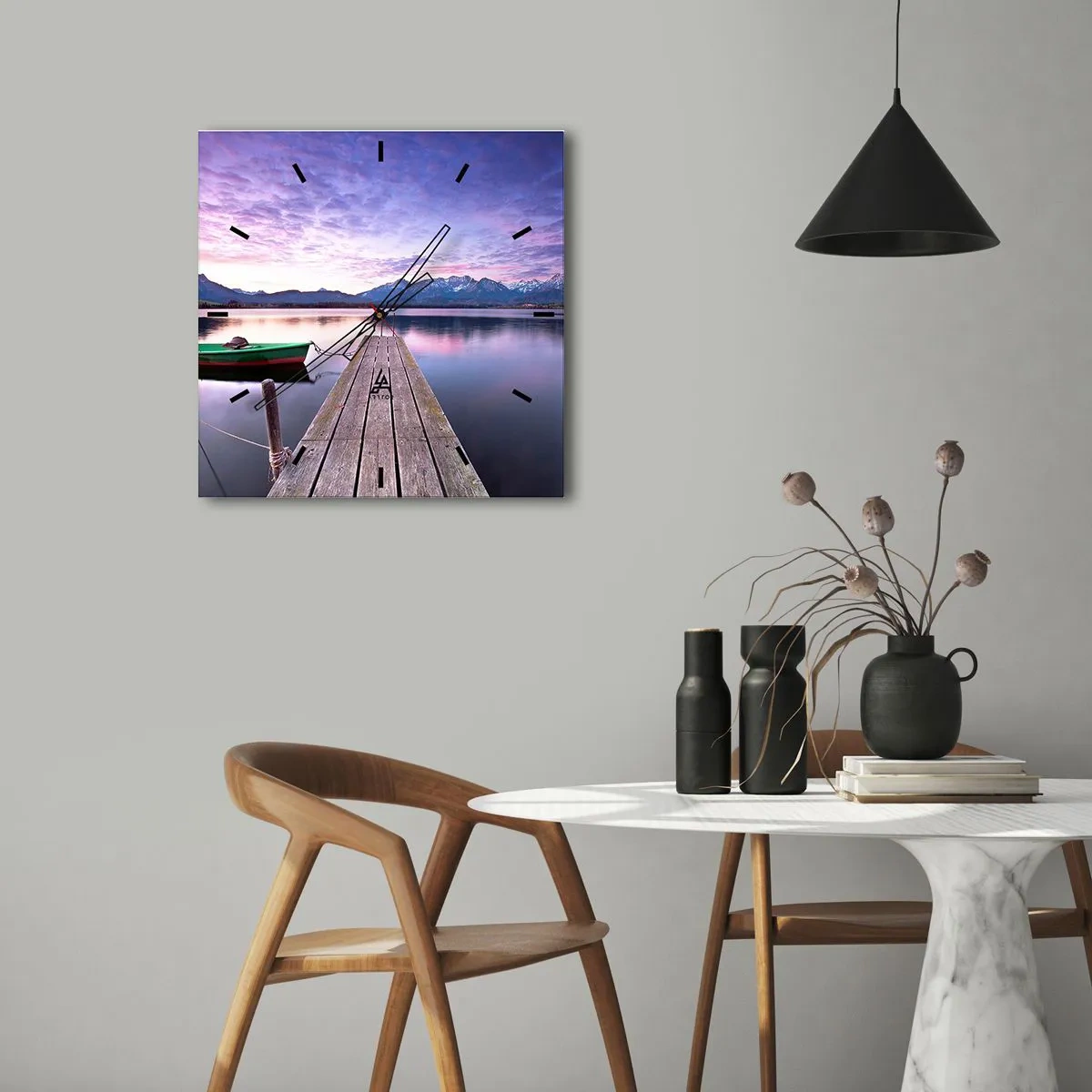 Wall clock - Clock on glass - Friendly Silence - 40x40 cm