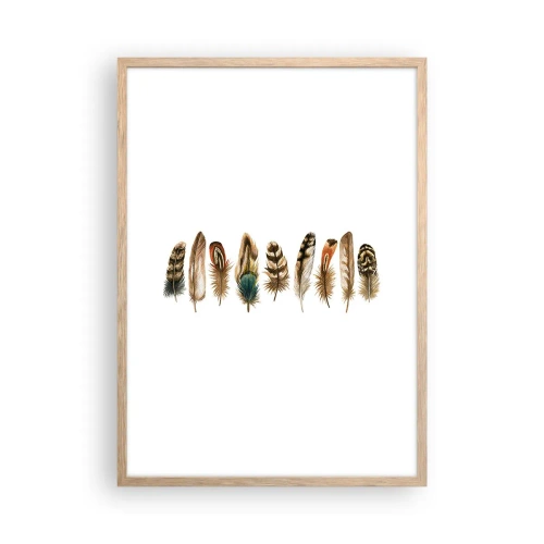 Poster in light oak frame - Feather Variation - 50x70 cm