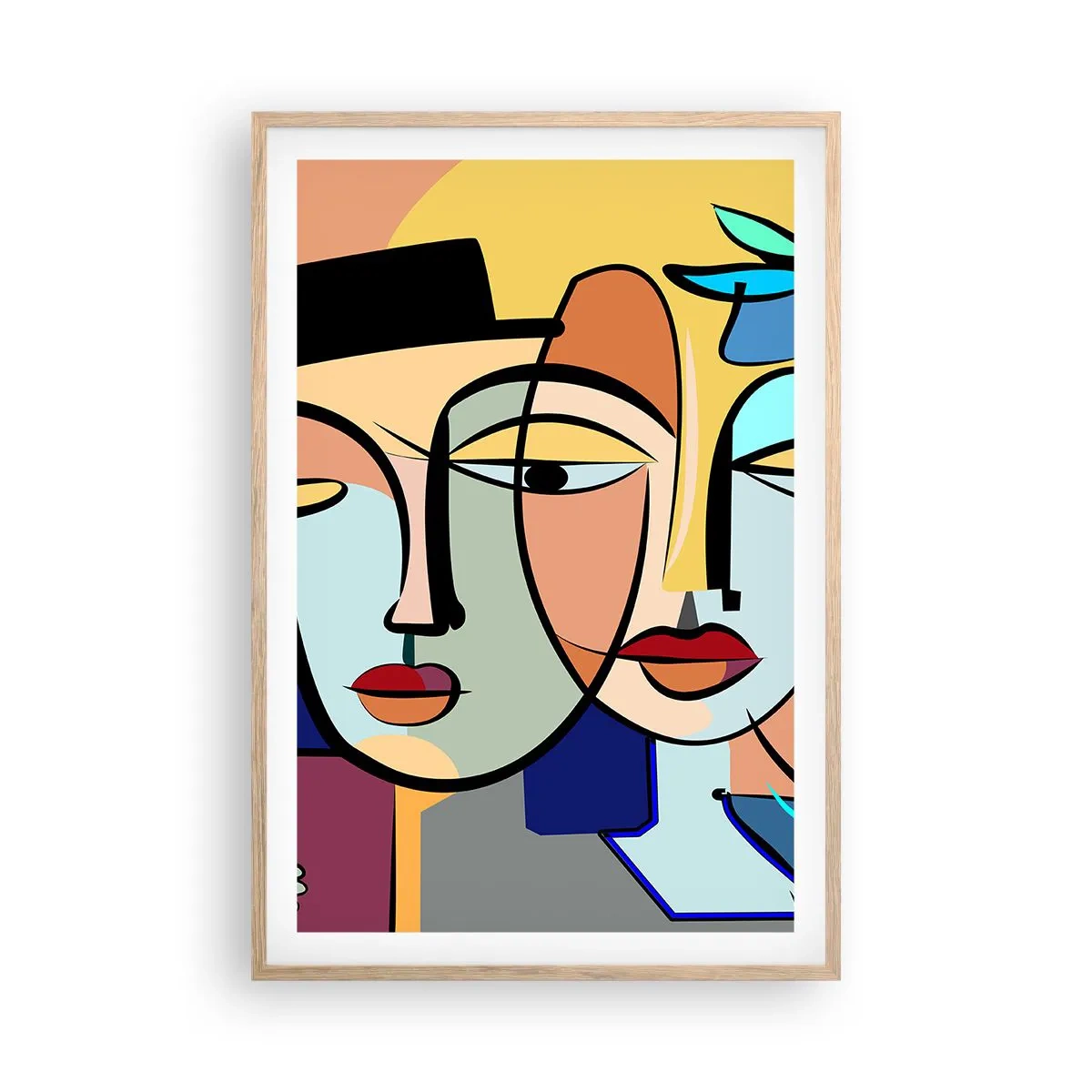 Poster in light oak frame - Rendez-vous Picasso Style - 61x91 cm
