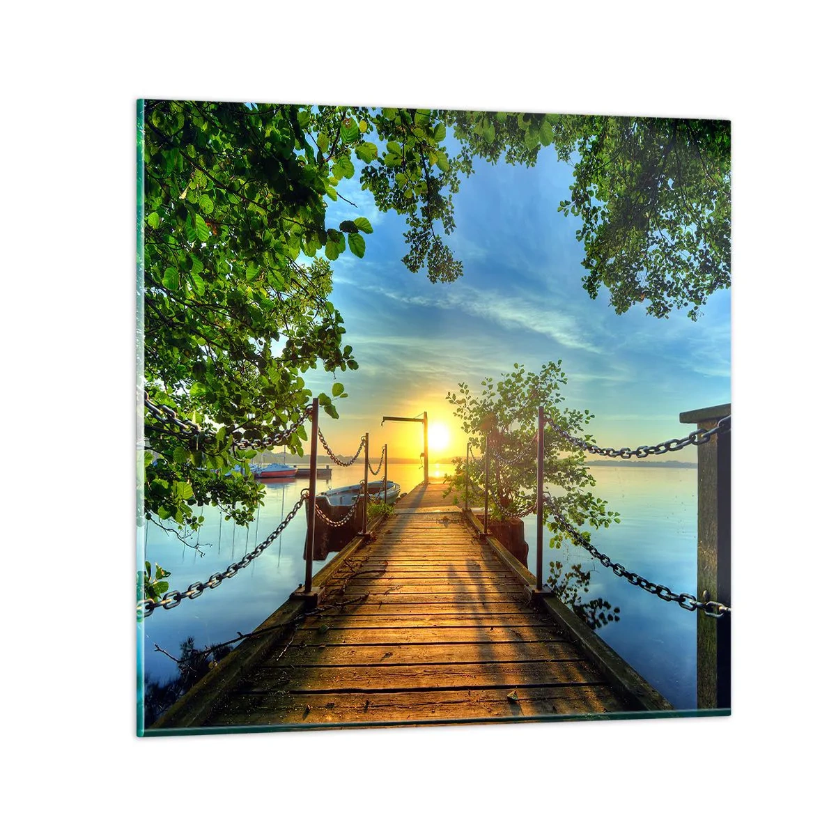 Glass picture - Sunset by the Water - 50x50 cm
