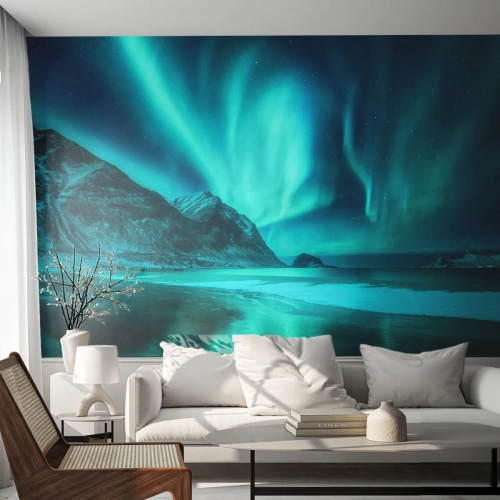 Photo Wallpaper Premium Canvas - Miracles of the North - Landscape, North Pole, Northern lights - 100x70 cm