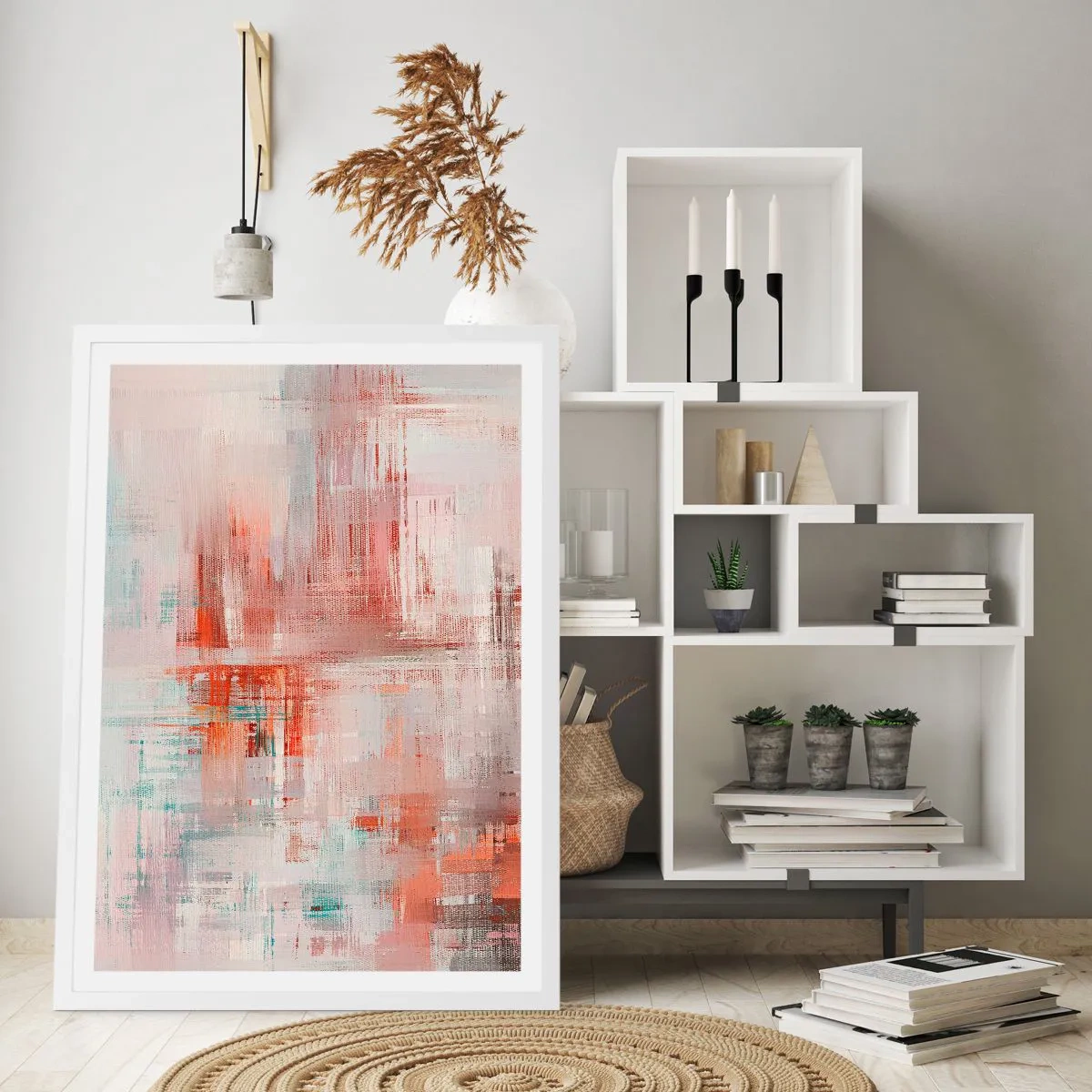 Poster in white frmae - Foggy but Pink - 61x91 cm