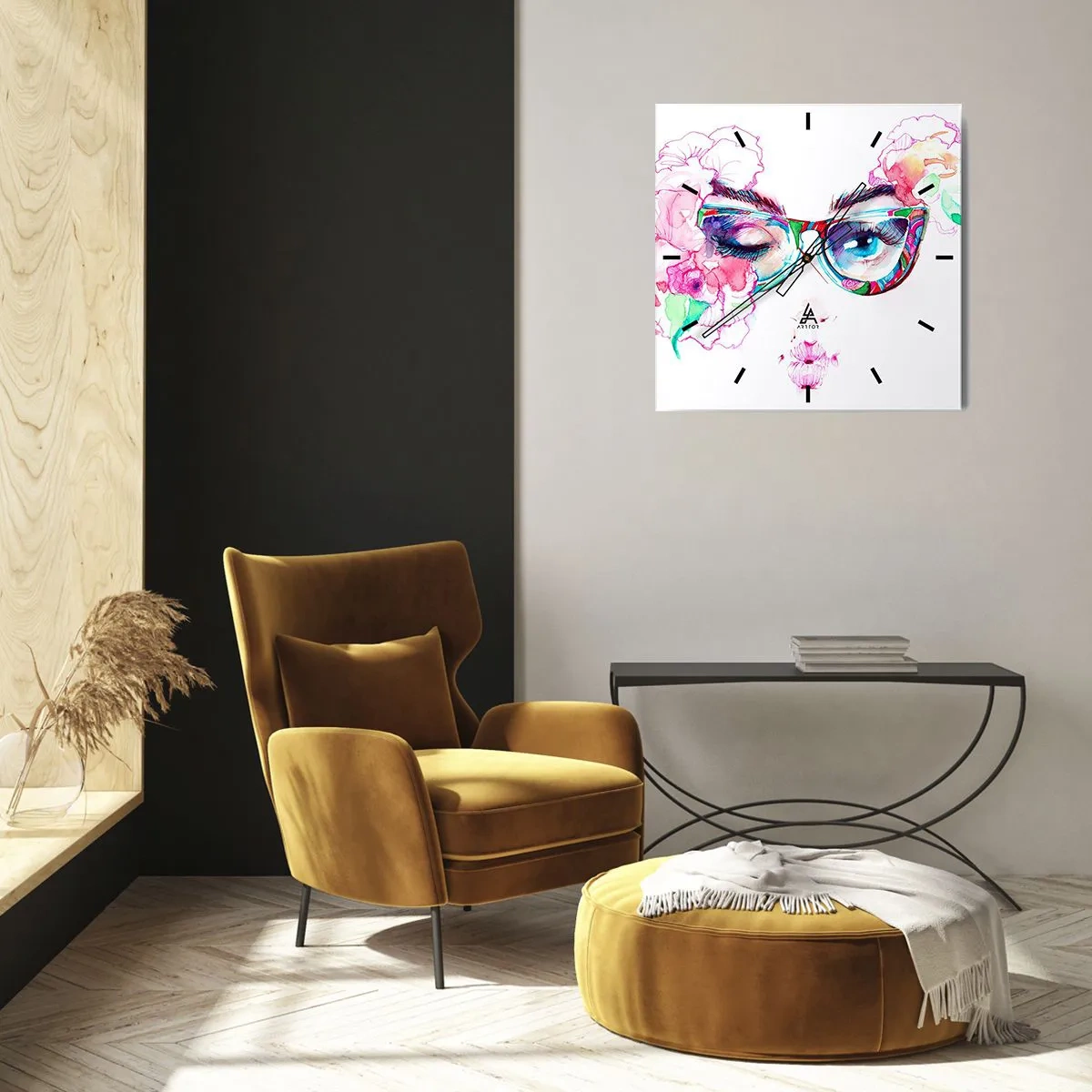 Wall clock - Clock on glass - Tempting Promise - 30x30 cm