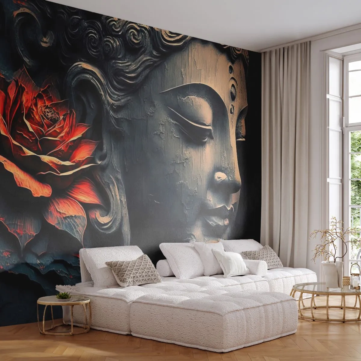 Custom Self-Adhesive Wallpaper Deluxe Sticker - In Harmony with the World - Buddha, India, Meditation