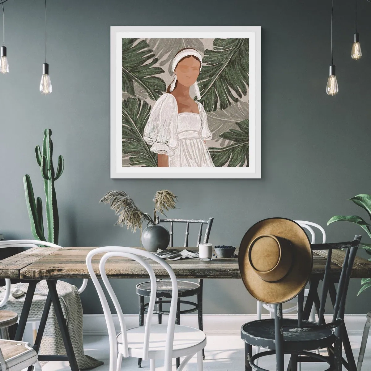 Poster in white frmae - Exotic Portrait - 40x40 cm