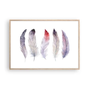 Poster in light oak frame - Delicate Like Pink Fog - 100x70 cm