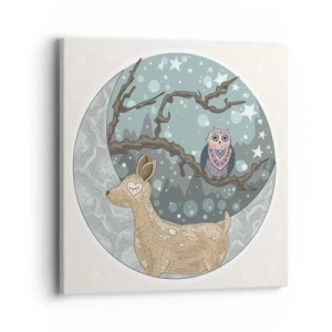 Canvas picture - Fairytale Night in a Forest - 40x40 cm