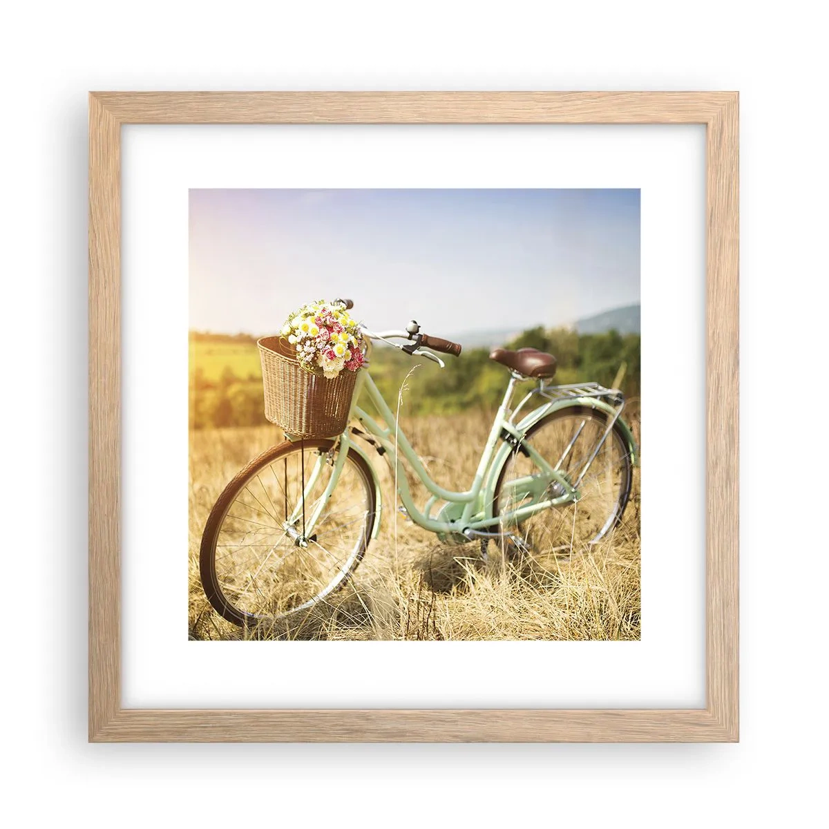 Poster in light oak frame - I will Stay Here for a While - 30x30 cm