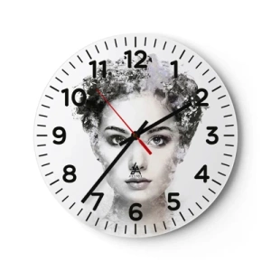 Wall clock - Clock on glass - Extremely Stylish Portrait - 30x30 cm
