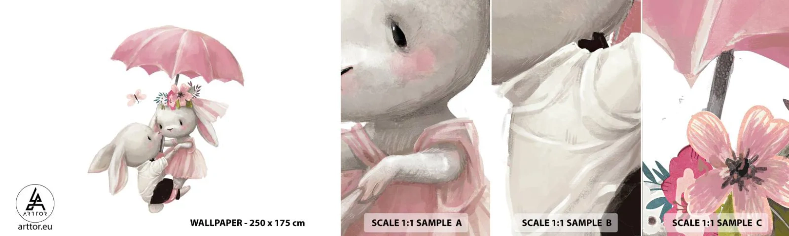 Photo Wallpaper Sample Standard Eco - This Is Love - For children, Rabbits, Fairy tale - 100x30 cm