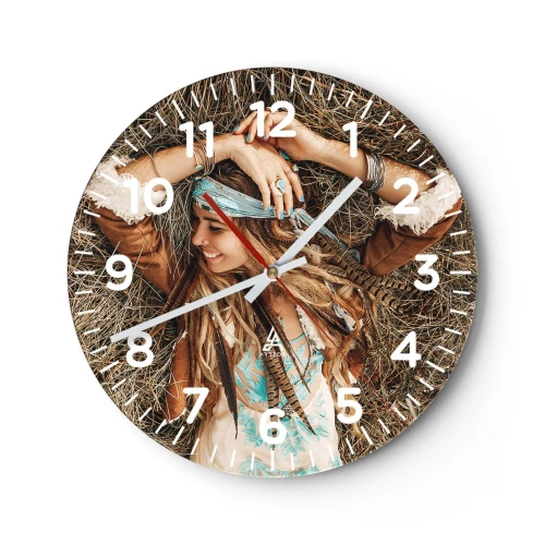 Wall clock - Clock on glass - On the Way to the Summer of Love - 30x30 cm