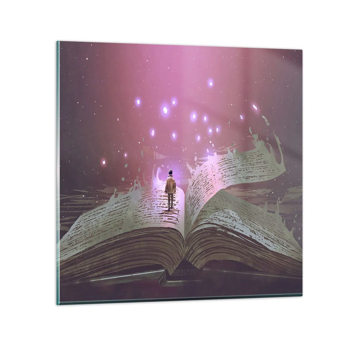 Glass picture - Invitation to Another World -Read It! - 50x50 cm