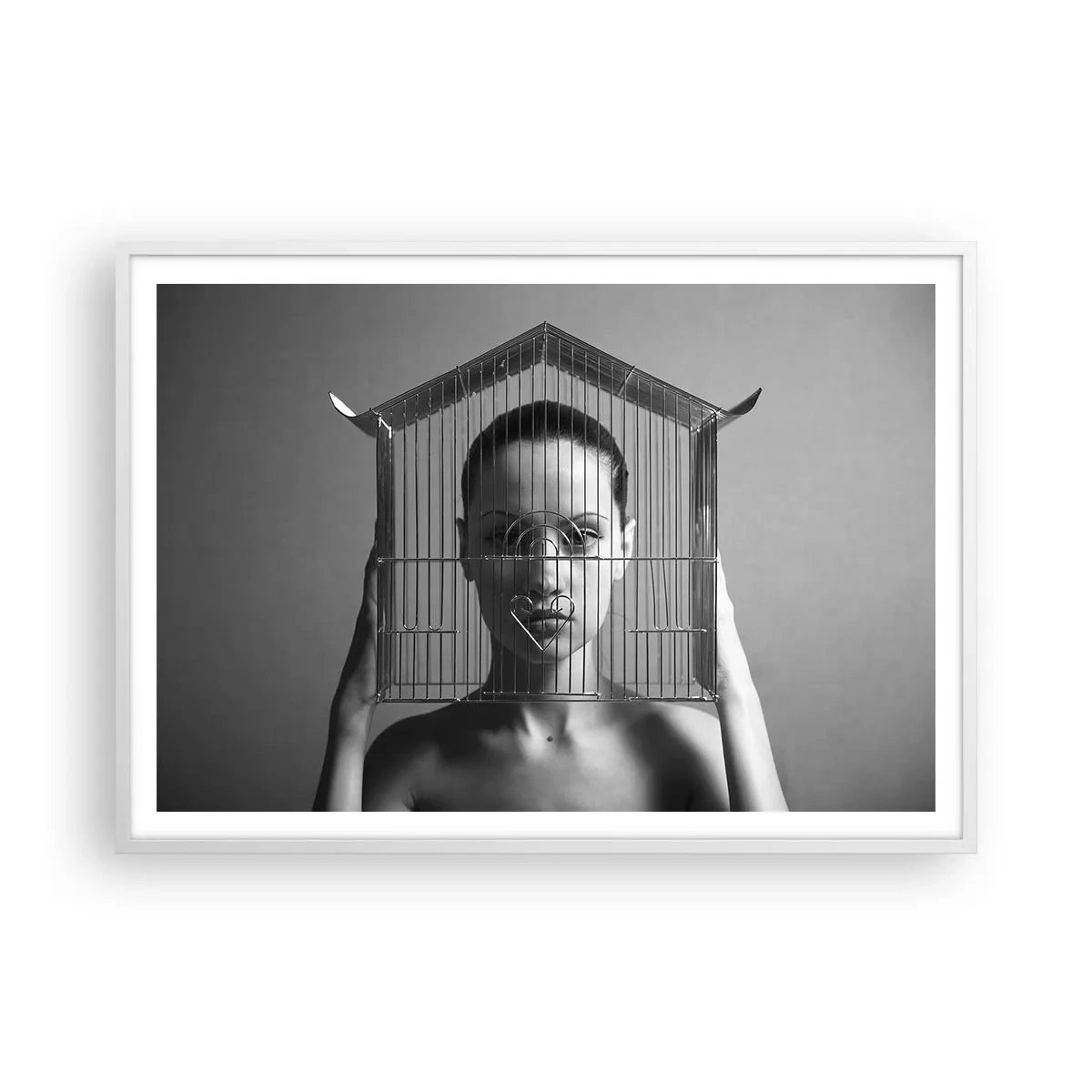 Poster in white frmae - A Bit Surrealistic Portrat - 100x70 cm