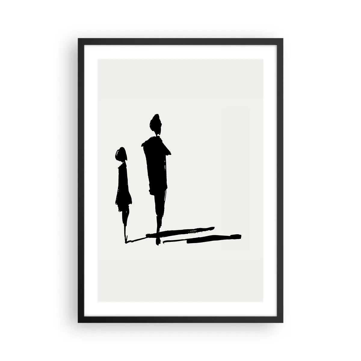 Poster in black frame - Silhouettes of two figures in black on a light background - 50x70cm - Surely Together? - Modern wall decoration for the living room and bedroom ARTTOR