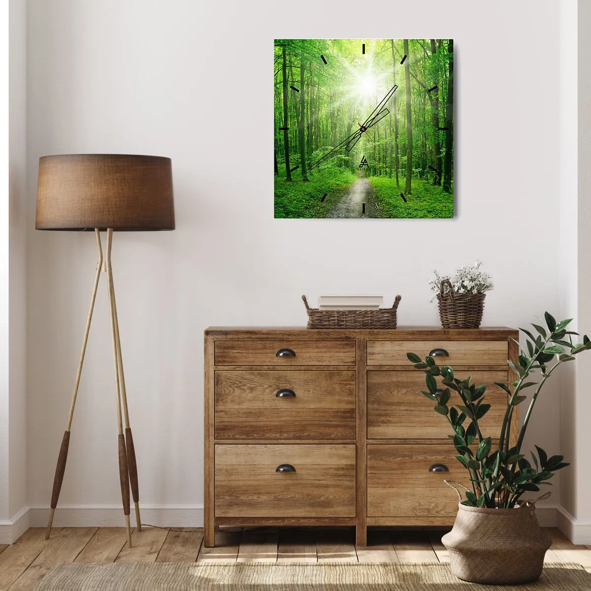 Wall clock - Clock on glass - Green Cathedral - 40x40 cm