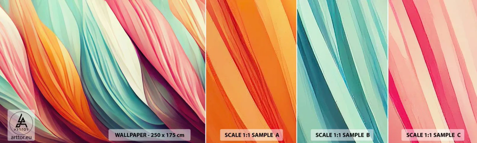 Photo Wallpaper Sample Standard Eco - Rainbow Knot - Pastel, Lines, Abstraction - 100x30 cm