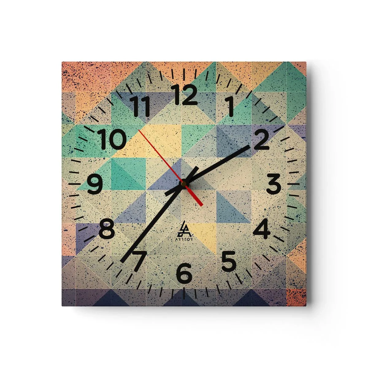 Wall clock - Clock on glass - The Republic of Triangles - 40x40 cm