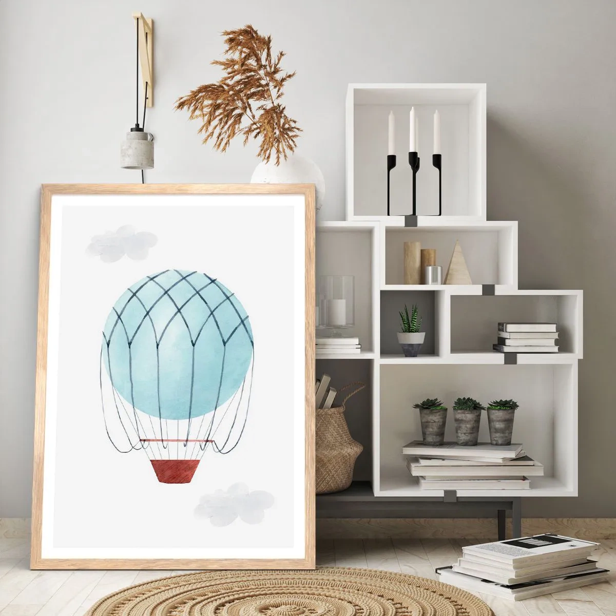 Poster in light oak frame - All in the Clouds - 70x100 cm