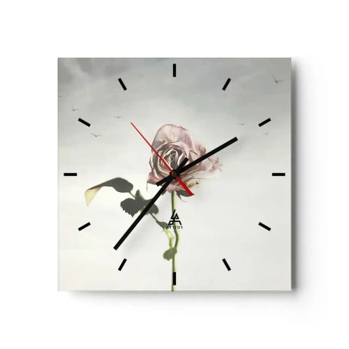 Wall clock - Clock on glass - Welcoming of Spring - 30x30 cm