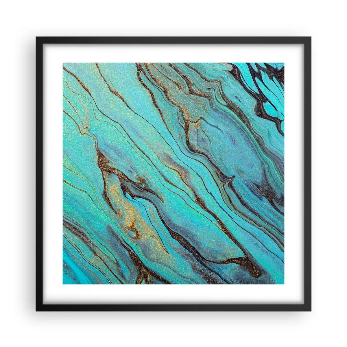 Poster in black frame - Turquoise Tide - 50x50 cm