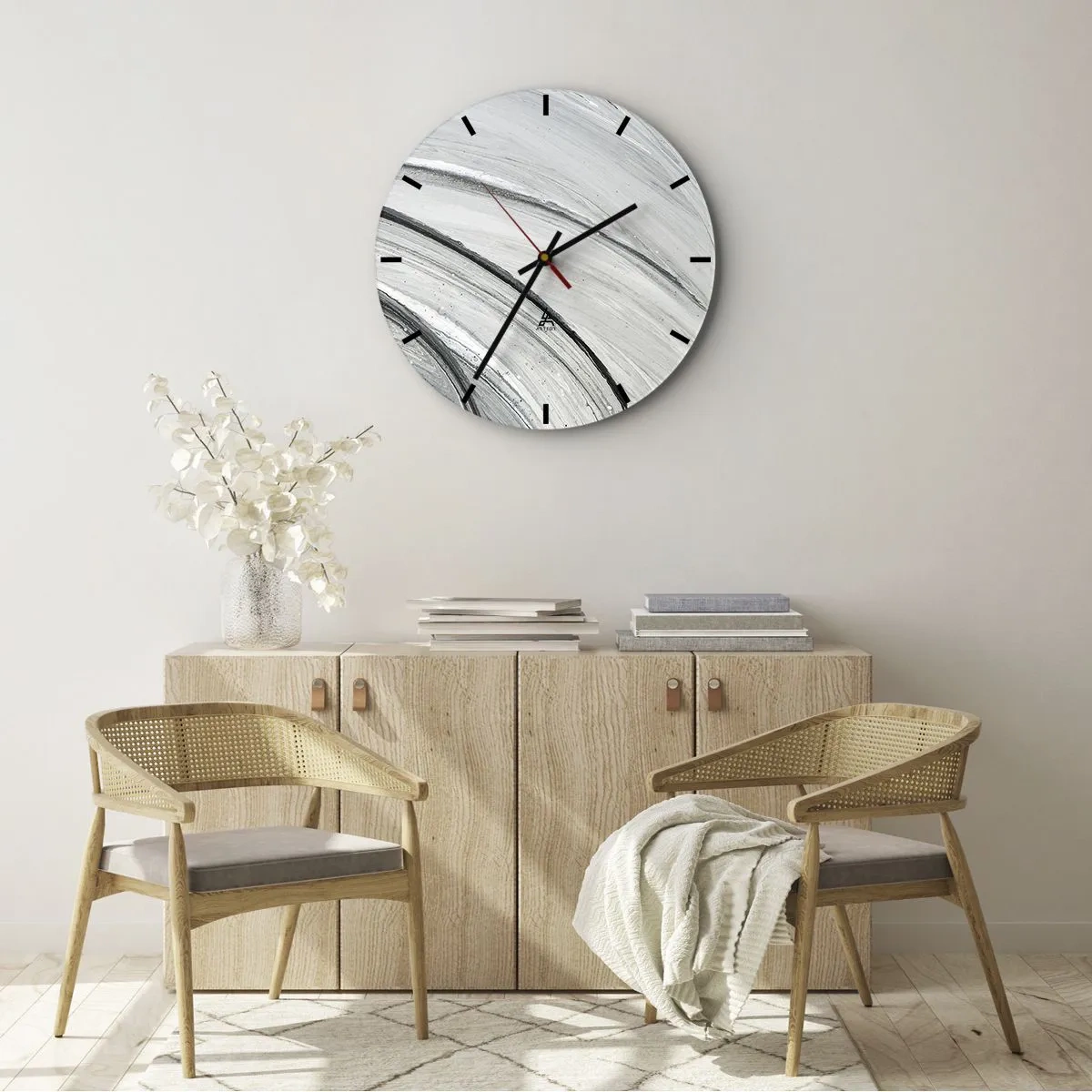 Wall clock - Clock on glass - Orbital Composition - 30x30 cm