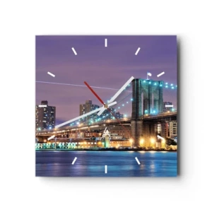 Wall clock - Clock on glass - Brooklyn Bridge for Many Years Now - 40x40 cm