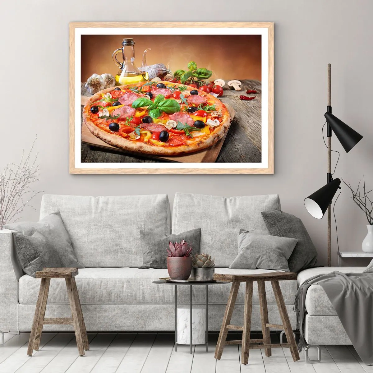 Poster in light oak frame - With a Real Italian Flavouring - 100x70 cm